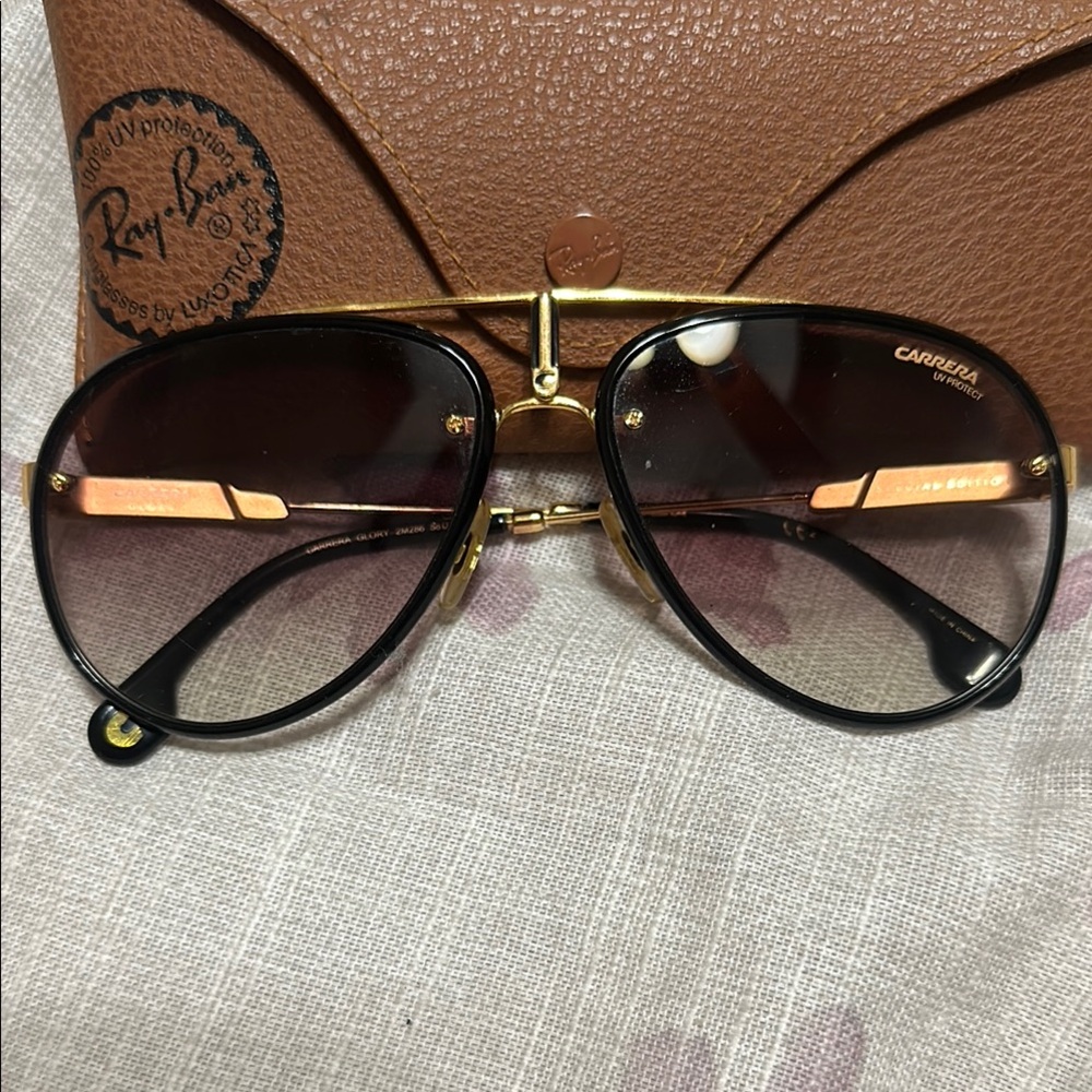 Carrera special edition UV Gold Black Aviator Sunglasses with Brown Gradient